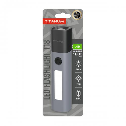 Портативний світлодіодний ліхтарик TITANUM TLF-T18 200Lm Gray