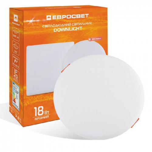 Світильник точковий врізний ЕВРОСВЕТ 18Вт коло LED-R-120-18 4200К без рамки