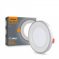 LED світильник вбудований з декоративною підсвіткою VIDEX DL4R 6W+3W 5000K+2700K 220V LED світильник вбудований з декоративною підсвіткою VIDEX DL4R 6W+3W 5000K+2700K 220V