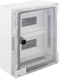 Шафа удароміцна з АБС-пластика e.plbox.250.330.130.18m.tr,IP65,прозор.дверцята,панель18мод Шафа удароміцна з АБС-пластика e.plbox.250.330.130.18m.tr,IP65,прозор.дверцята,панель18мод