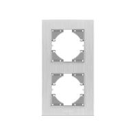 VIDEX BINERA Рамка срібний алюміній на 2 місця вертикальна VIDEX BINERA Рамка срібний алюміній на 2 місця вертикальна