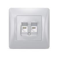 VIDEX BINERA Розетка CAT6+CAT6 комп'ютерна подвійна срібний шовк VIDEX BINERA Розетка CAT6+CAT6 комп'ютерна подвійна срібний шовк