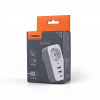 Мережевий адаптер VIDEX ONCORD з/з 1п 2.4A 2USB+USB-C White Мережевий адаптер VIDEX ONCORD з/з 1п 2.4A 2USB+USB-C White