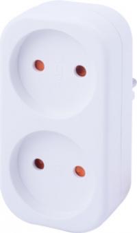 Трійник побутовий e.socket.002.10.2, 2 гнізда, 2P, 10А, без заземлення Трійник побутовий e.socket.002.10.2, 2 гнізда, 2P, 10А, без заземлення