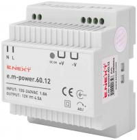 Блок живлення на DIN-рейку e.m-power.60.12 60Вт, DC12В Блок живлення на DIN-рейку e.m-power.60.12 60Вт, DC12В
