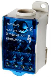 Блок розподільчий e.sn.pro. 250 на DIN-рейку, 250А (вхід 1*35,,,120 кв.мм/вихід 2*6...35, Блок розподільчий e.sn.pro. 250 на DIN-рейку, 250А (вхід 1*35,,,120 кв.мм/вихід 2*6...35,