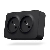 IP20 Розетка зовнішня подвійна чорний графіт VIDEX BINERA IP20 Розетка зовнішня подвійна чорний графіт VIDEX BINERA