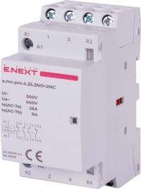 Модульний контактор e.mc.pro.4.25.2NO+2NC, 4р, 25А, 2NO+2NC, 220В Модульний контактор e.mc.pro.4.25.2NO+2NC, 4р, 25А, 2NO+2NC, 220В
