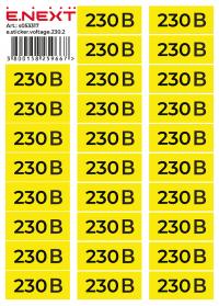 Самоклеюча наліпка "230В" e.sticker.voltage.230.2 (90х38мм) 26 шт/аркуш Самоклеюча наліпка "230В" e.sticker.voltage.230.2 (90х38мм) 26 шт/аркуш