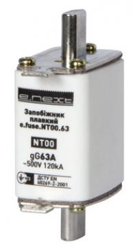 Запобіжник плавкий e.fuse.NT00.63, габарит 00, 63А Запобіжник плавкий e.fuse.NT00.63, габарит 00, 63А
