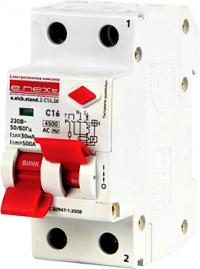 Вимикач диф. струму e.elcb.stand.2.C16.30, 2р, 16А, C, 30мА з розділеною рукояткою Вимикач диф. струму e.elcb.stand.2.C16.30, 2р, 16А, C, 30мА з розділеною рукояткою