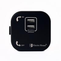 Розетка трекова подвійна USB Pandora Black (Чорний) 2,4 А Розетка трекова подвійна USB Pandora Black (Чорний) 2,4 А